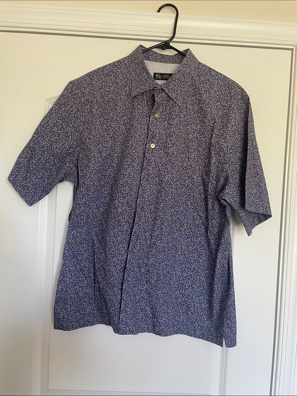 Hart Schaffner Marx Short-Sleeve Button-Down Shirt - Blue Floral Print